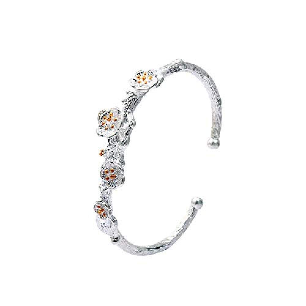 Bracelet Jewelry Women S Bracelet Korean Imitation Silver-Plated Couple Cherry Blossom Creative Opening Bracelet Vintage Literary Bracelet Bracelet