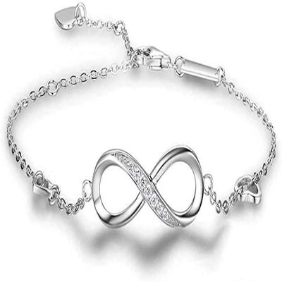Bracelet Jewelry 925 Silver Bracelets For Women Infinity Bracelet With Cubic Zirconia 8 Shape Chain Bracelet Jewelry Gift 18.5Cm