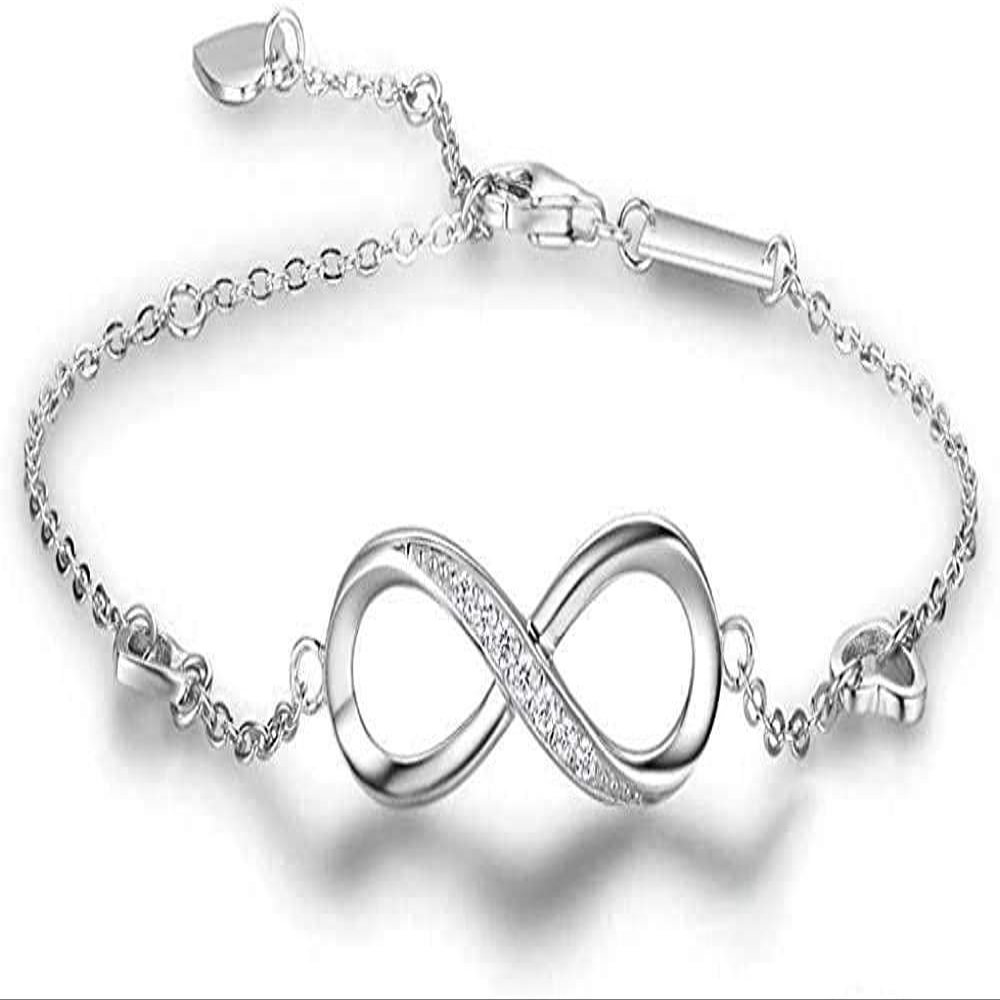 Bracelet Jewelry 925 Silver Bracelets For Women Infinity Bracelet With Cubic Zirconia 8 Shape Chain Bracelet Jewelry Gift 18.5Cm