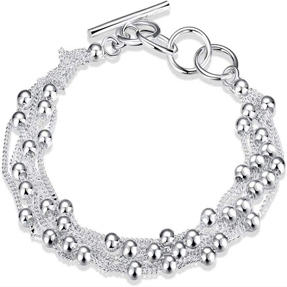 Bracelet Jewelry 925 Silver Bracelets 6Line Light Bangle Silver 6 Layer Chain Link Bracelet For Women Men