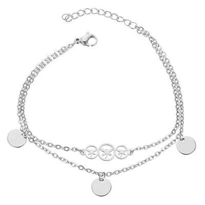 Bracelet Jewelry Women S Bracelet Innovative Double-Layer Bracelet Personalized Stainless Steel Round Hollow Dragonfly Bracelet