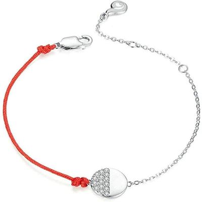Bracelet Jewelry Red Rope Chain Bracelets For Women Silver 925 Clear Cubic Zirconia Mix Bracelet Fashion Jewelry 18Cm