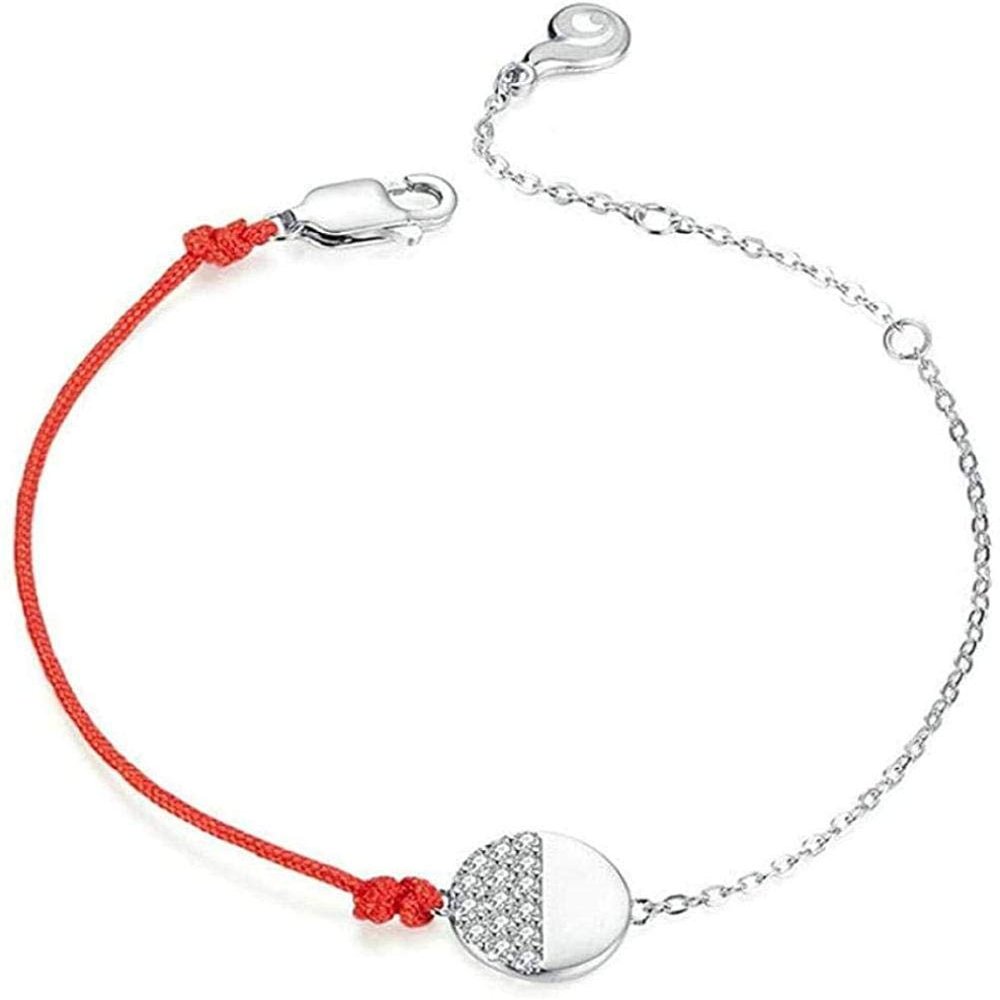 Bracelet Jewelry Red Rope Chain Bracelets For Women Silver 925 Clear Cubic Zirconia Mix Bracelet Fashion Jewelry 18Cm
