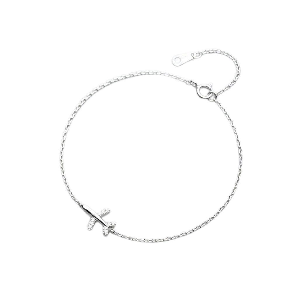 Bracelet Jewelry 1 Pcs 925 Silver Jewelry Bracelet Female Crystal Aircraft Airplane Bracelet Temperament Personality Hand Jewelry Gift