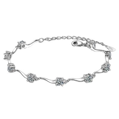 Bracelet Jewelry Fashionable Korean Style Wave Shaped Bracelet For Women Aaaaa Zircon Simple Silver 925 Jewelry Weddings