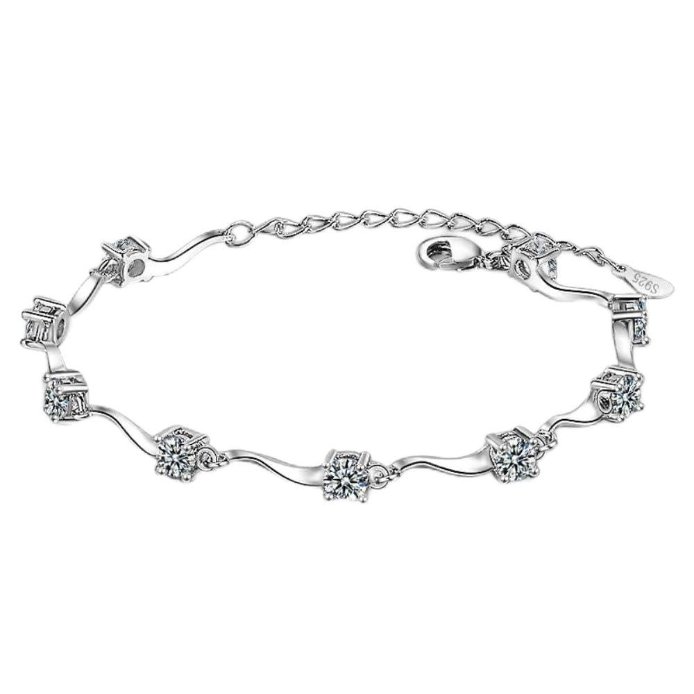 Bracelet Jewelry Fashionable Korean Style Wave Shaped Bracelet For Women Aaaaa Zircon Simple Silver 925 Jewelry Weddings
