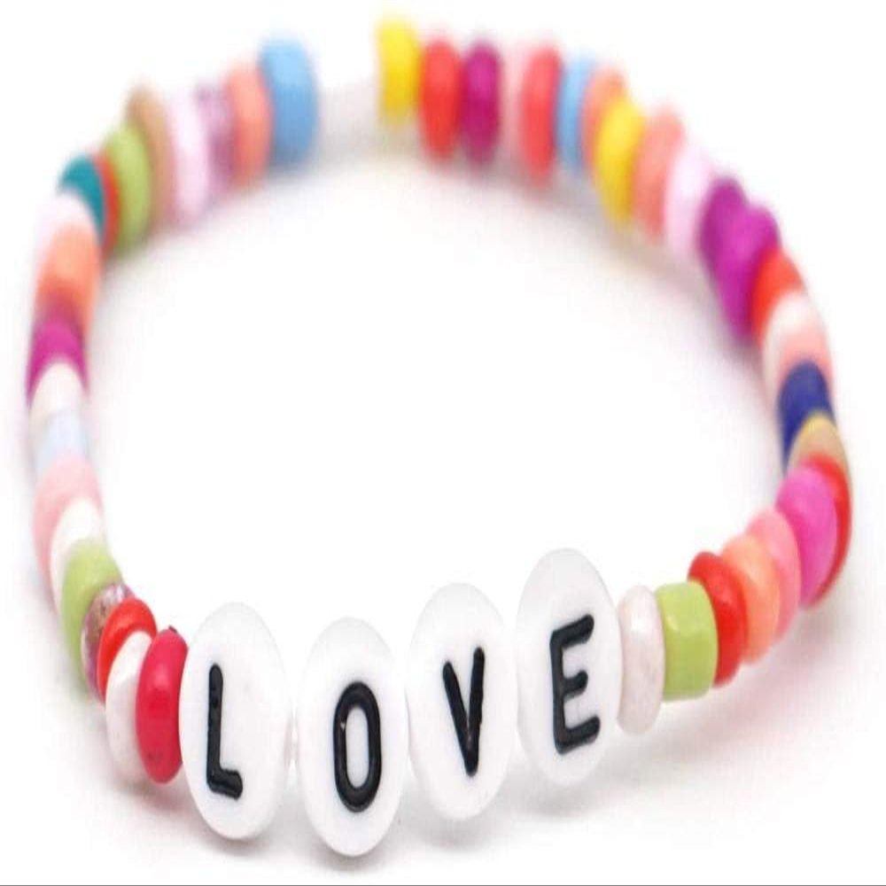 Bracelet Jewelry Women S Bracelet Fashion Rainbow Glass Beads Alphabet Love Bracelet