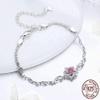 Bracelet Jewelry 925 Silver Blooming Peach Love Flower Lobster Bracelets For Women Silver Jewelry Gift29Cm view 3