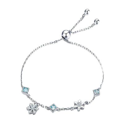 Bracelet Jewelry 925 Silver Winter Snowflake Women Bracelets Chain Link Bracelet Silver Jewelry 22Cm