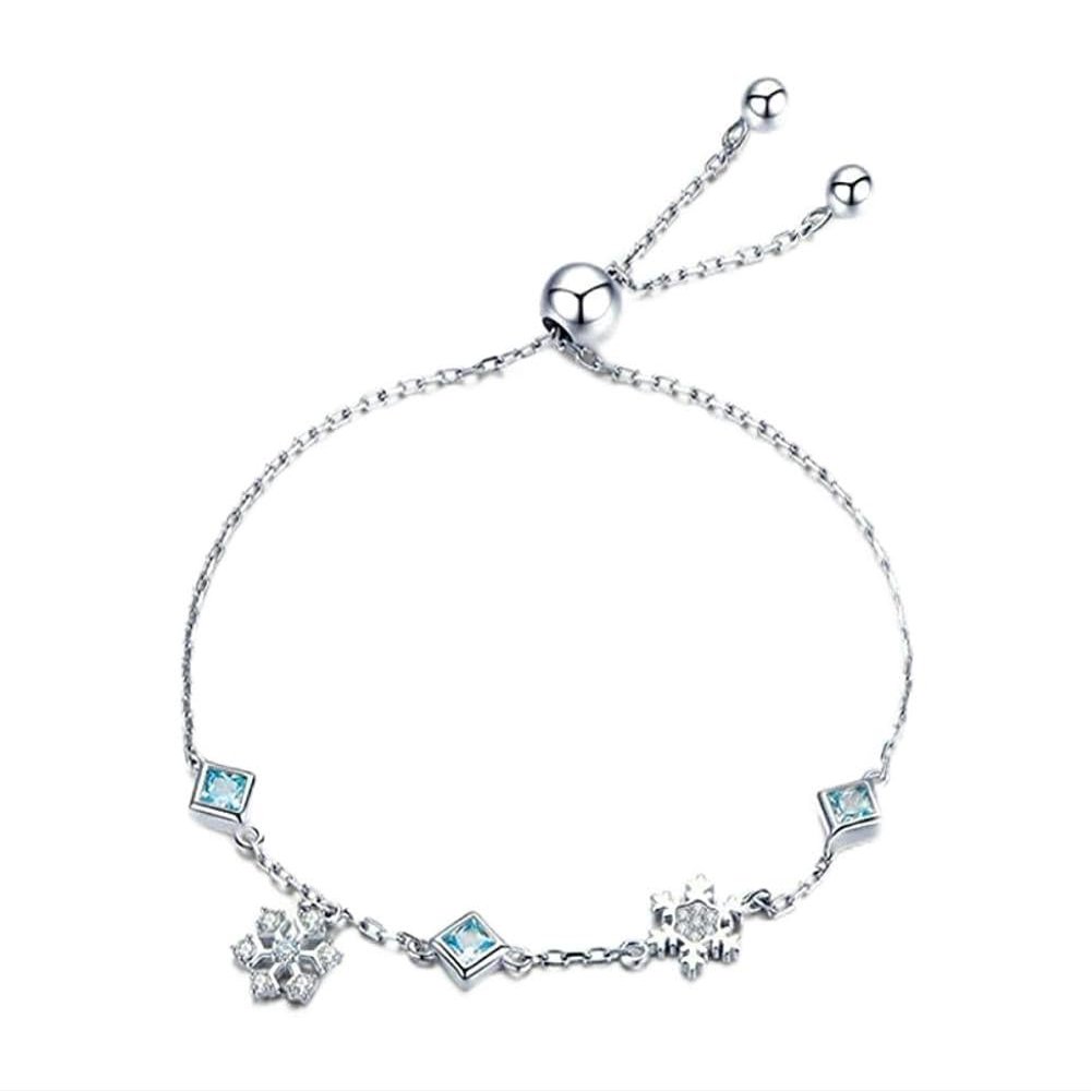 Bracelet Jewelry 925 Silver Winter Snowflake Women Bracelets Chain Link Bracelet Silver Jewelry 22Cm