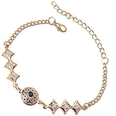 Bracelet Jewelry Chain Color Gold Round Evil Eye Charms Bracelet Crystal Star Shape Beads Link Chain Bracelets For Women Girl Jewelry