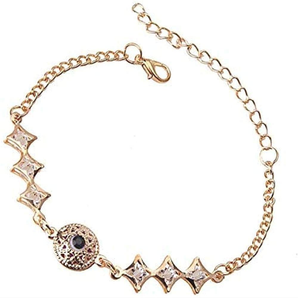 Bracelet Jewelry Chain Color Gold Round Evil Eye Charms Bracelet Crystal Star Shape Beads Link Chain Bracelets For Women Girl Jewelry