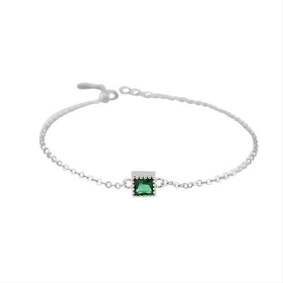 Bracelet Jewelry Green Zircon Square Bracelets For Women 925 Sterling Silver Elegant Light Female Bracelets Fashion Jewelry Gift 19Cm