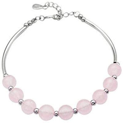 Bracelet Jewelry S925 Silver Powder Crystal Bracelet Ins Sweet Temperament Female Model Powder Series Peach Blossom Crystal Bracelet Trend Jewelry
