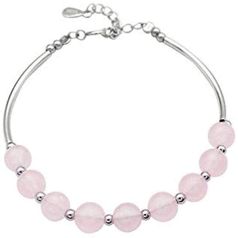 Bracelet Jewelry S925 Silver Powder Crystal Bracelet Ins Sweet Temperament Female Model Powder Series Peach Blossom Crystal Bracelet Trend Jewelry