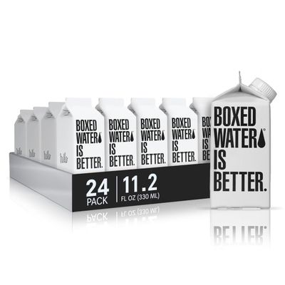 Boxed Water 11.2 ounce 24 Pack (small size), Better than plastic bottled water, Purified water in plant-based carton