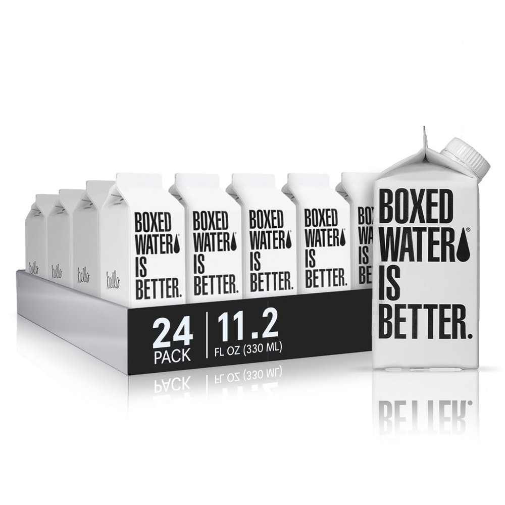 Boxed Water 11.2 ounce 24 Pack (small size), Better than plastic bottled water, Purified water in plant-based carton