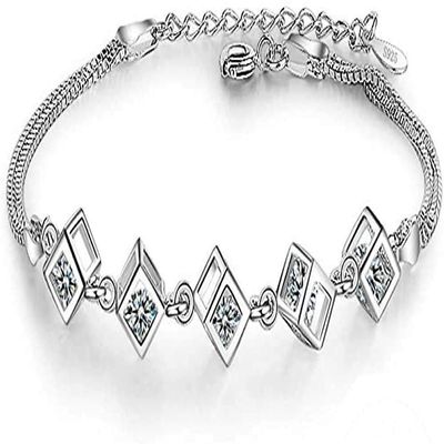 Bracelet Jewelry 925 Silver Cube Box Bracelets Bangles Bracelet For Women Silver Jewelry 19.5Cm