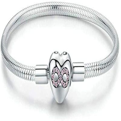 Bracelet Jewelry Infinity Heart Bracelet Silver 925 Heart-Shape Love Snake Bangle Bracelets 3Mm For Diy Fine Jewelry