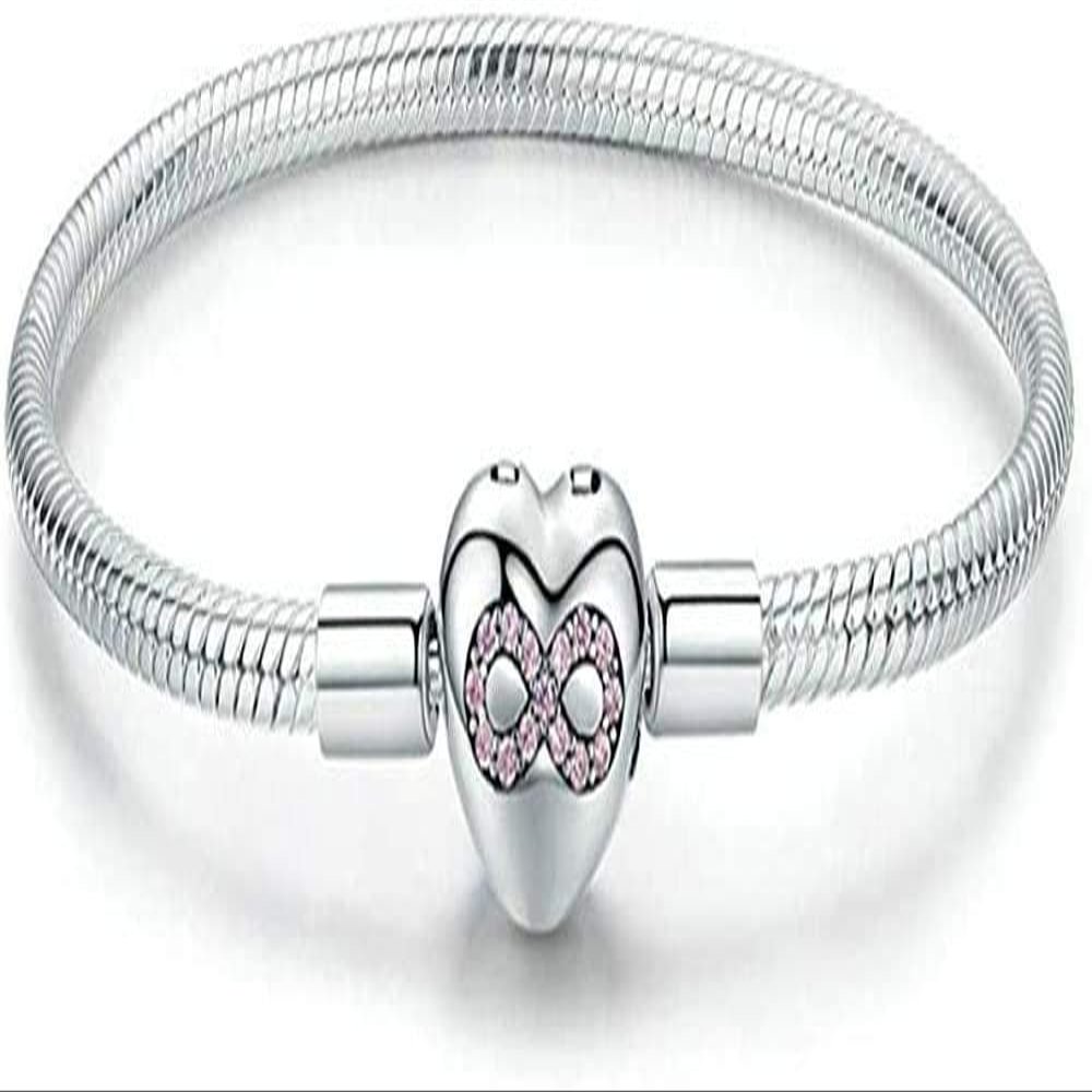 Bracelet Jewelry Infinity Heart Bracelet Silver 925 Heart-Shape Love Snake Bangle Bracelets 3Mm For Diy Fine Jewelry