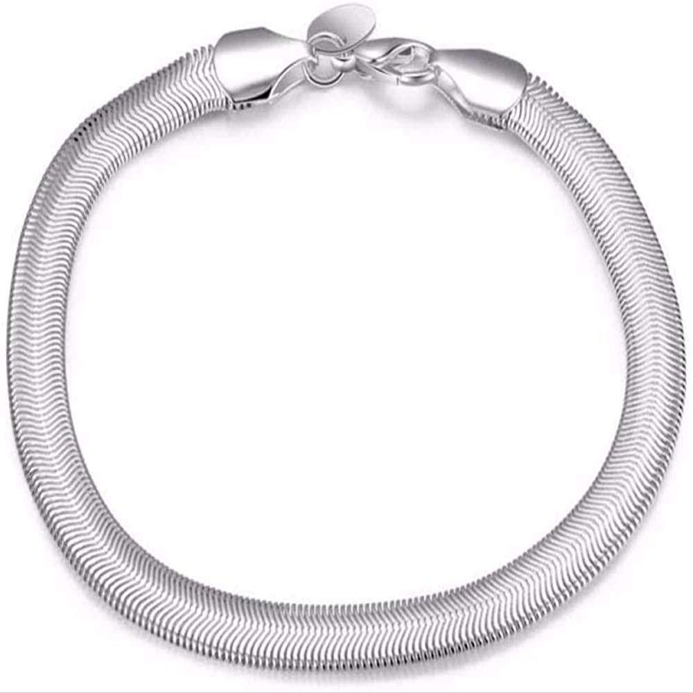 Bracelet Jewelry Silver Bracelet Jewelry 6Mm 20Cm Snake Bone Flat Male Soft Chain Bracelet