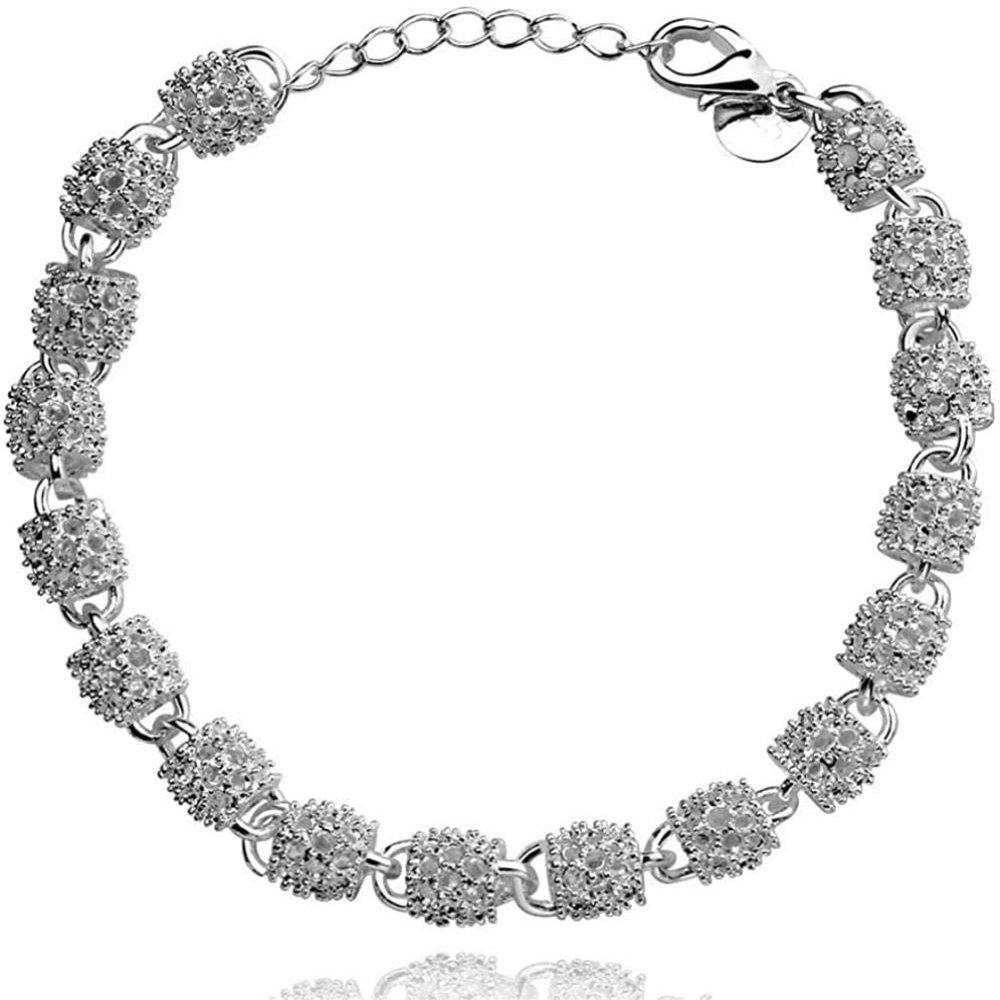 Bracelet Jewelry 925 Silver Chain Cluster Round Tennis Bracelets Women Jewelry Girlfriend Gift