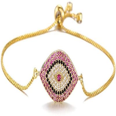 Bracelet Jewelry Trendy Turkish Gold Evil Eye Bracelet Pave Cz Blue Eye Gold Chain Bracelet Adjustable Female Party Jewelry