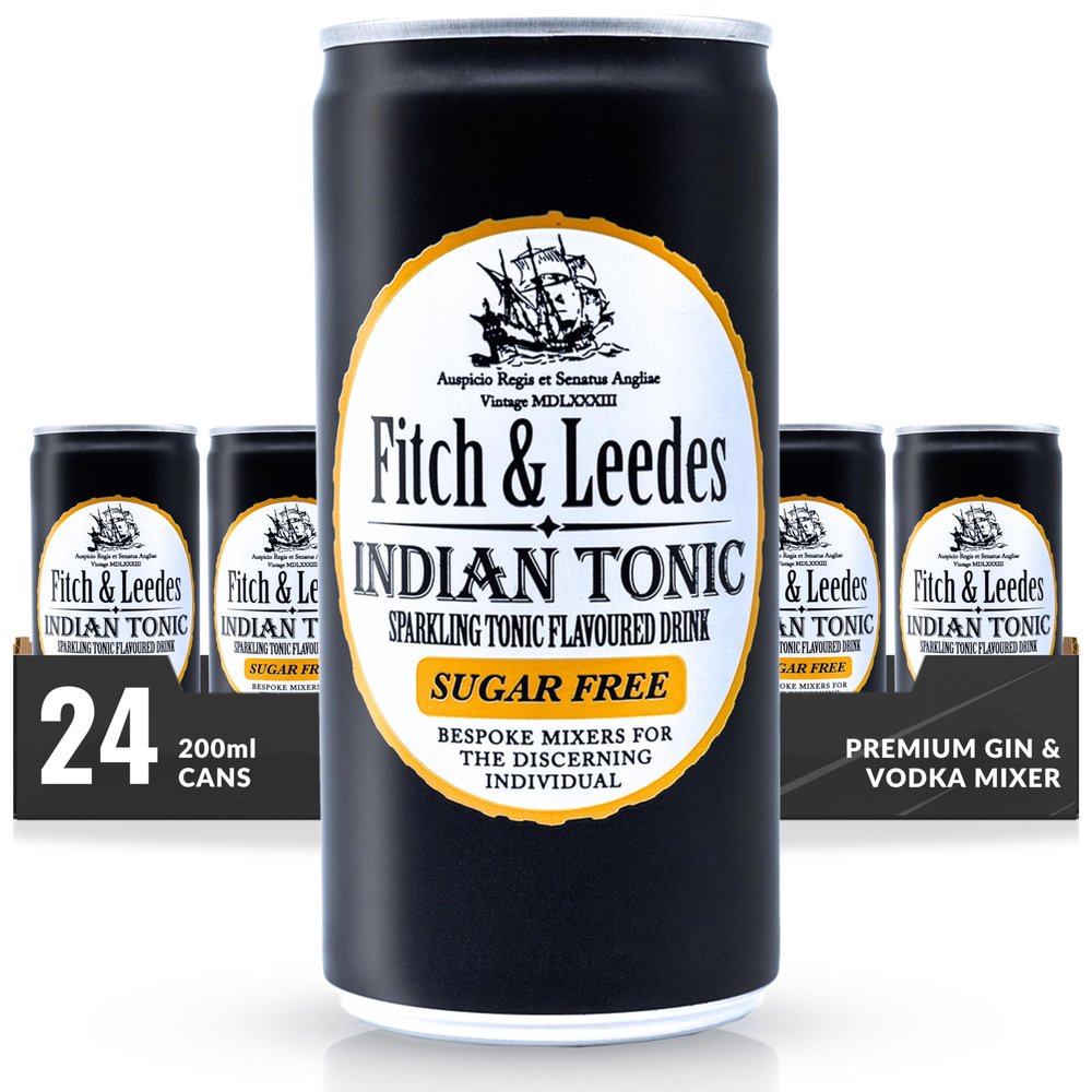 Fitch & Leedes Sugar-Free Indian Tonic  24 x 200ml Mixer for Botanical Gins