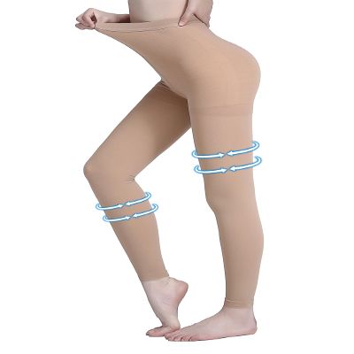 AMZAM Medical Compression Pantyhose for Women & Men, 15-20 mmHg Graduated Compression Leggings, Opaque Footless Waist High Compression Stockings for Edema, Varicose Veins, Post Surgery,Beige S