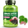 NATURELO Immune Support  Vitamin C, Elderberry, Zinc  Best Natural Vitamin C Boost with Antioxidant, Herbal & Mineral Defense - 60 Vegan Capsules | 2 Month Supply view 1