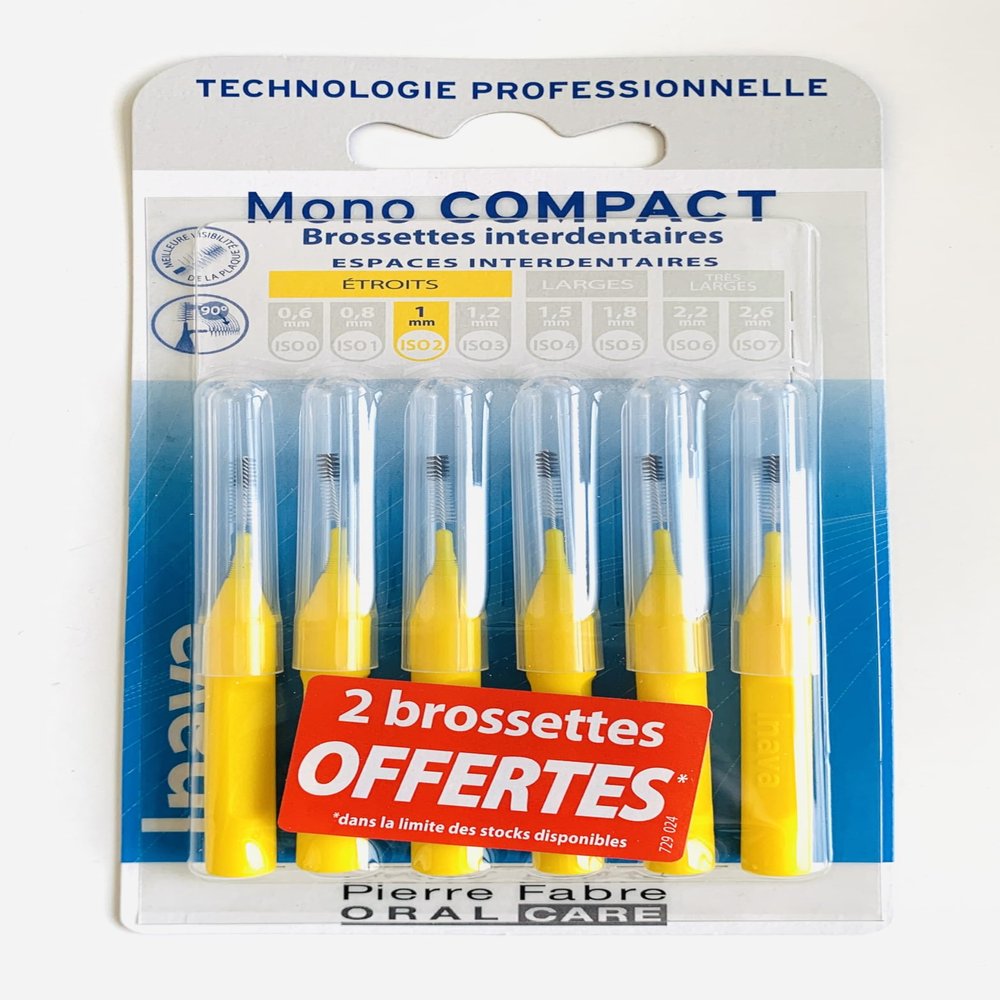 Inava Brossettes Mono Compact 1mm Etroits Jaunes 4 units + 2 offertes