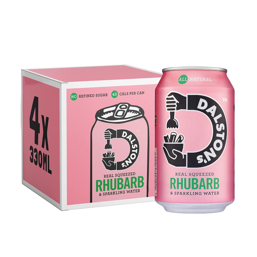 Dalston's Sparkling Rhubarb Soda (4x330ml) - Real Squeezed Rhubarb & Sparkling Water - 40 Kcal - No Added Sugar - No Artificial Sweeteners - Healthy Alternative - Low Calorie - Vegan