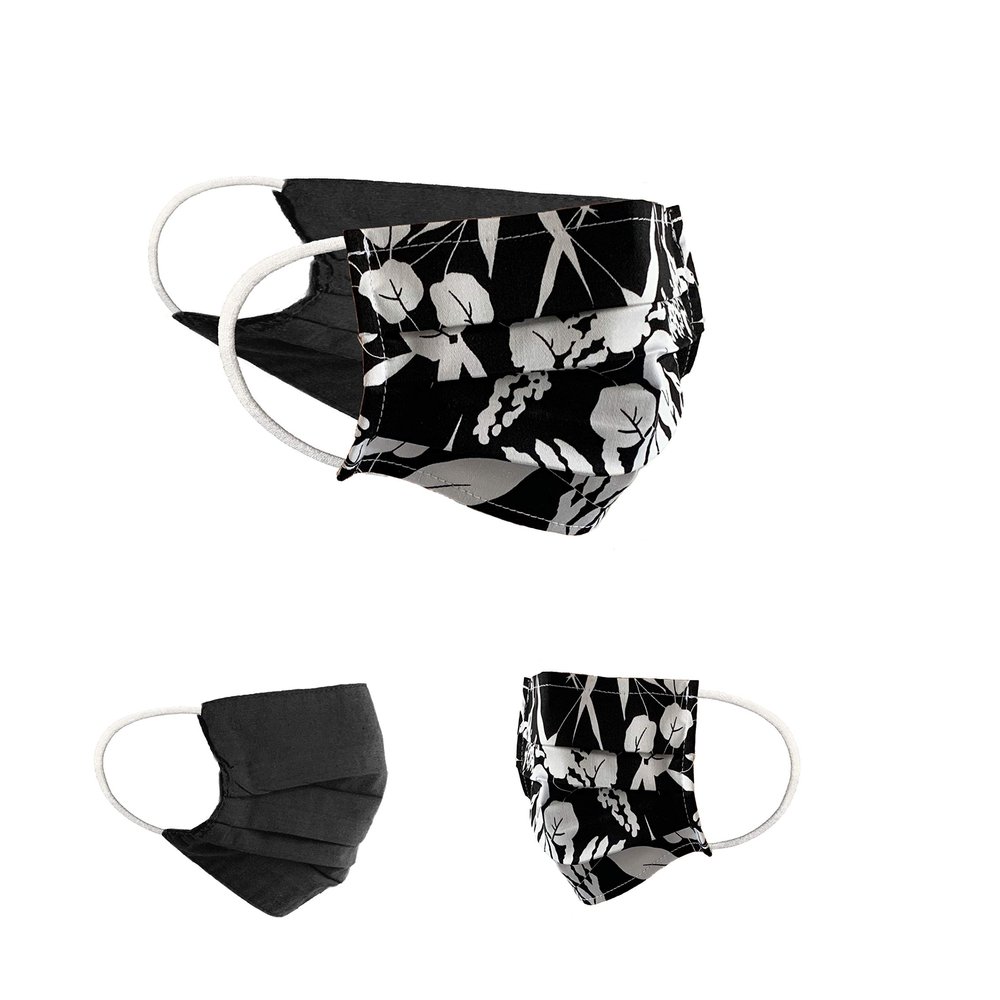 Community Masks 2-pack set unisex makeshift mask reversible mouth protection mask mouth and nose protection reversible mask with print cotton BCI washable,Black