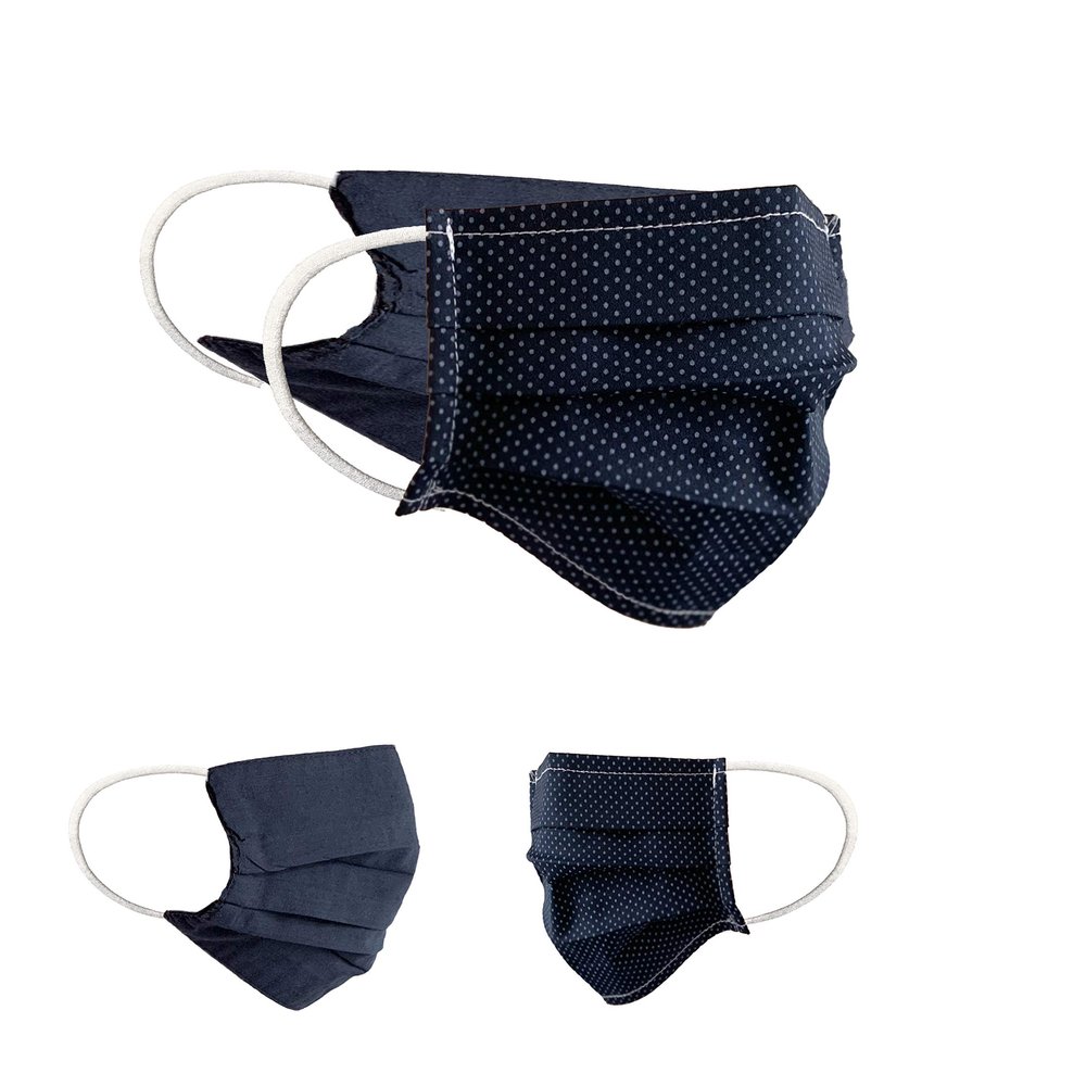 BaF Community Masks 2-pack set unisex makeshift mask reversible mouth protection mask mouth and nose protection reversible mask with print cotton BCI washable, Blue Blue_Style55