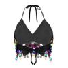 Lingerie for Sex Women Beaded Glitter Circle Tassels Back Tie Up Padded Chiffon Salsa Belly Dance Boho Festival Club Tribal Bra-Black_M view 2
