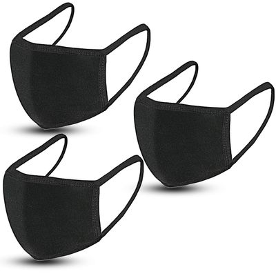 3 Pack Face Covering, Unisex Black Dust Cotton, Washable, Reusable Cotton Fabric USA in Stock