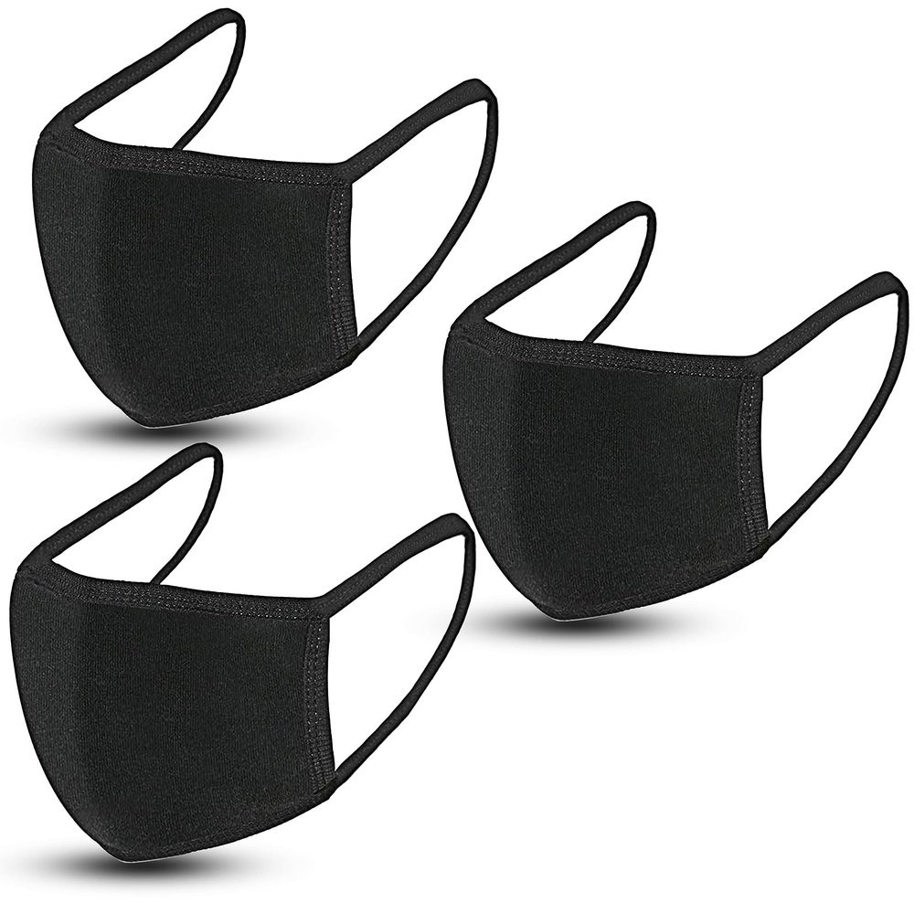 3 Pack Face Covering, Unisex Black Dust Cotton, Washable, Reusable Cotton Fabric USA in Stock
