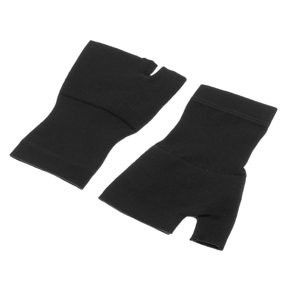 1 Pair Womens Mens Fingerless Compression Gloves Hand Wrist Support Joint Pain Relief/Enhance Circulation - S M L XL - Black/Skin Color