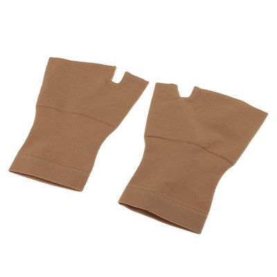 1 Pair Womens Mens Fingerless Compression Gloves Hand Wrist Support Joint Pain Relief/Enhance Circulation - S M L XL - Black/Skin Color