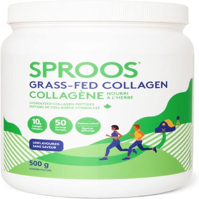 SPROOS - Grass Fed Collagen - Beverage Powder - Hydrolised Collagen Peptides - Healthy Joints, Gut, Skin & Hair - Unflavoured - 50-Day Supply - 500 g