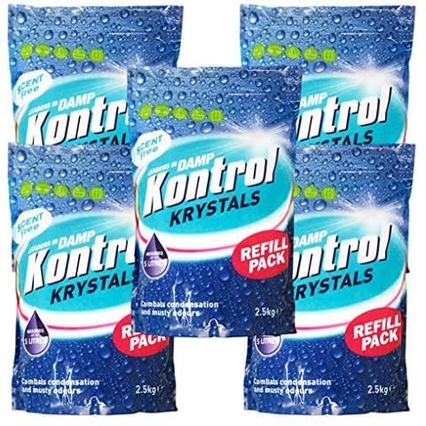 Kontrol 5 x Damp Krystals 2.5g Refill Bag. Damp Moisture Absorber Trap. 12.5kgs (Fresh Linen)