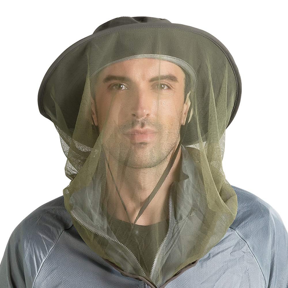 Beekeeping Cowboy Hat With Outdoor Mosquito Head Net - UV Proof Insect Net Veil Face Cover for Bug Fly Bee Gnats Protection - Fishing Hiking Gardening Honey Gathering Bucket Hat Green