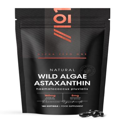 Wild-Algae Astaxanthin 160mg - Providing 8mg Astaxanthin Antioxidant - 180 Softgels - Resealable and Recyclable Pouch by Alpha01