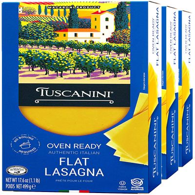 Tuscanini, Oven Ready Authentic Italian Flat Lasagna 500g (Pack of 3) | Dry Lasagne Sheets Made with Premium Durum Wheat