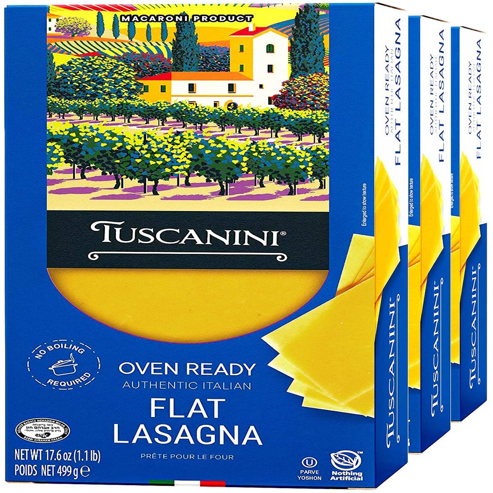 Tuscanini, Oven Ready Authentic Italian Flat Lasagna 500g (Pack of 3) | Dry Lasagne Sheets Made with Premium Durum Wheat