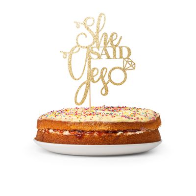 Double Sided Gold Glitter She Said Yes Cake Topper, Engagement Party Decoration, Wedding Anniversary decor!