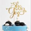 Double Sided Gold Glitter She Said Yes Cake Topper, Engagement Party Decoration, Wedding Anniversary decor! view 4