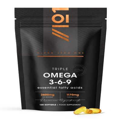 Omega 3-6-9 Fish Oil 3600mg - 120 Softgels - Wild-Caught Fish Oil with Flaxseed Oil & Borage Oil - Rich in ALA EPA GLA & DHA  No Additives (60 Day Supply) by Alpha01