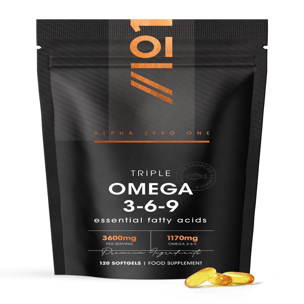 Omega 3-6-9 Fish Oil 3600mg - 120 Softgels - Wild-Caught Fish Oil with Flaxseed Oil & Borage Oil - Rich in ALA EPA GLA & DHA  No Additives (60 Day Supply) by Alpha01
