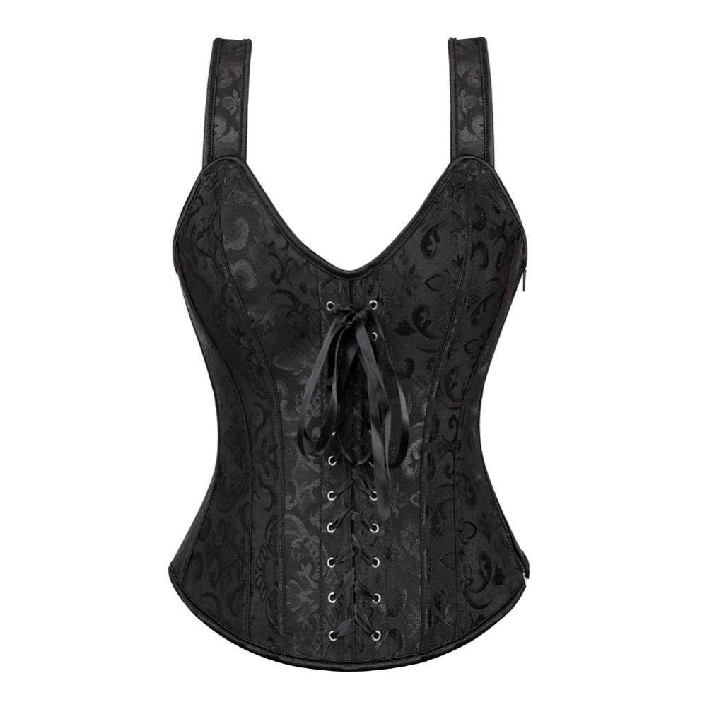 Girl Lingerie Sets Erotic Nightgown Women S Retro Steampunk Corset Vest Sexy Gothic Overbust Top Pu Leather Lace Up Zipper Side Corsets and Bustiers-B_L